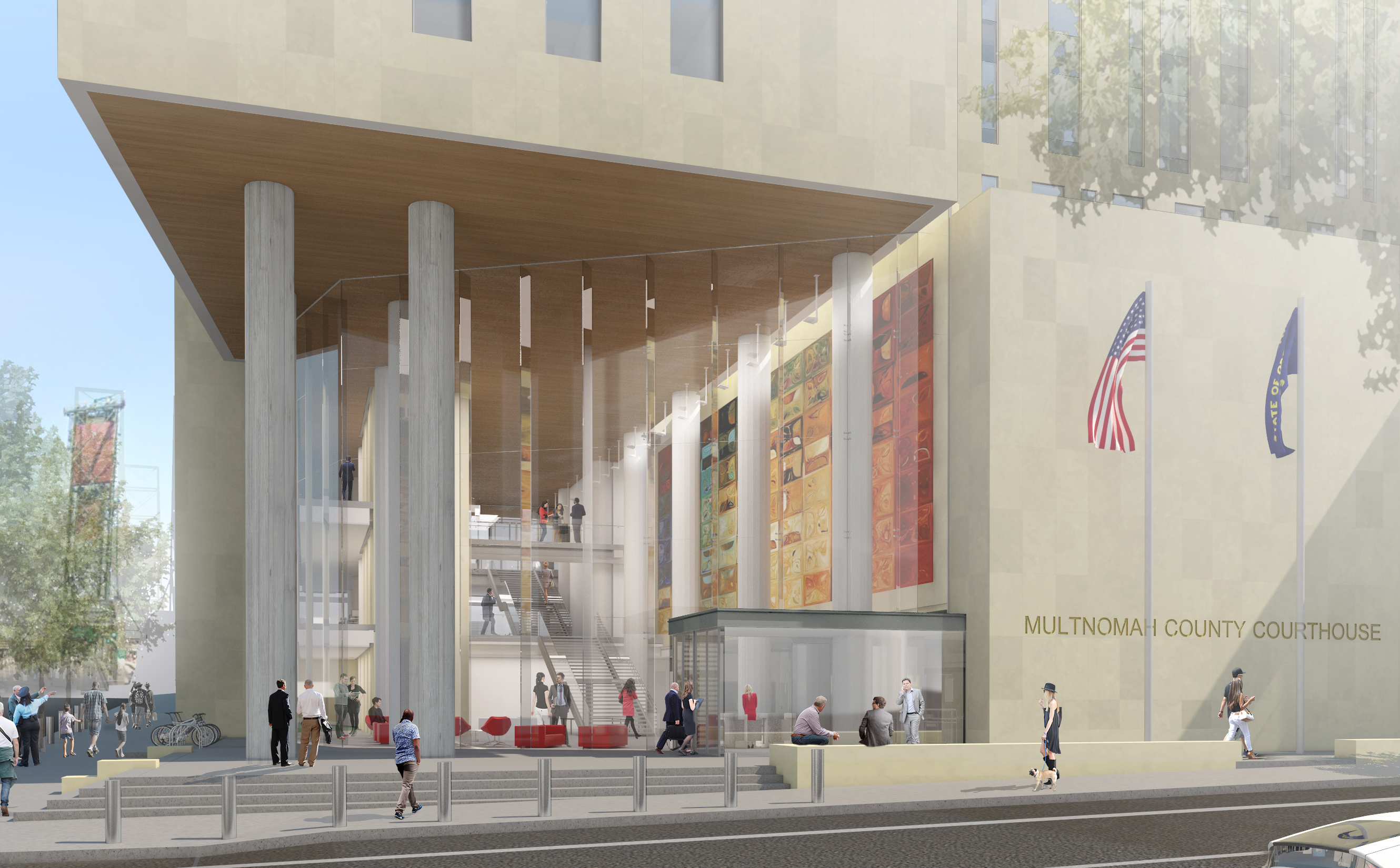 Exterior View - Multnomah County Central Court entrance (Rendering)
